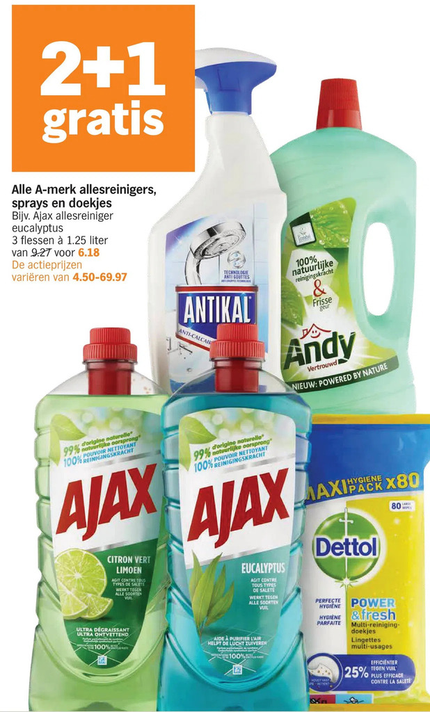 Alle amerk allesreinigers, sprays en doekjes aanbieding bij Albert Heijn