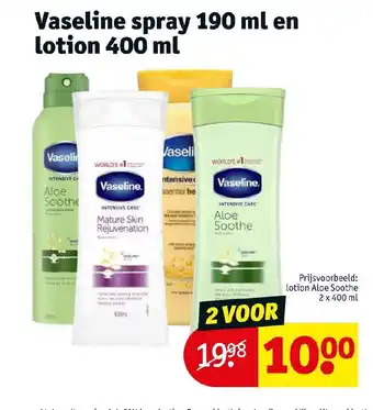 Kruidvat Vaseline spray 190 ml en lotion 400 ml aanbieding