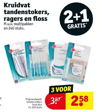 Kruidvat tandenstokers, ragers en floss 2+1 gratis aanbieding