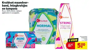 Kruidvat maandver-band, inlegkruisjes en tampons aanbieding