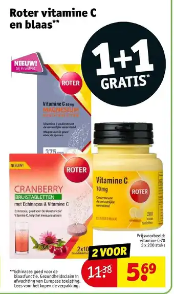 Kruidvat Roter vitamine C en blaas 1+1 gratis aanbieding