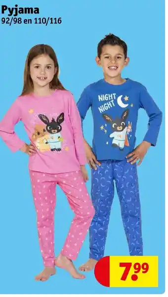 Kruidvat Pyjama 92/98 en 110/116 aanbieding