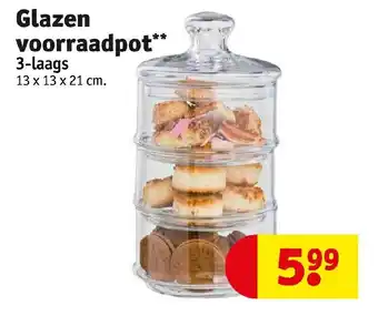 Kruidvat Glazen voorraadpot 3-laags 13 x 13 x 21 cm aanbieding