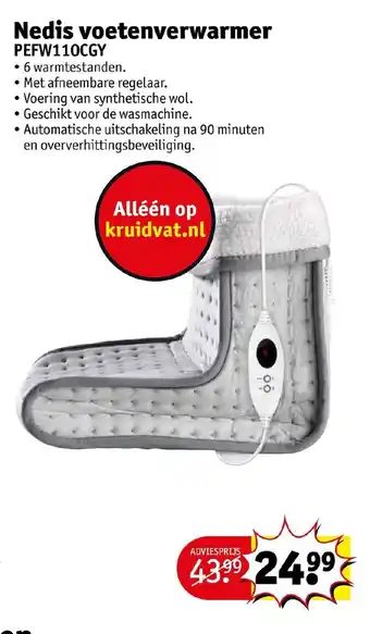 Kruidvat Nedis voetenverwarmer PEFW110CGY aanbieding