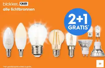 Blokker Calex lichtbronnen 2+1 gratis aanbieding