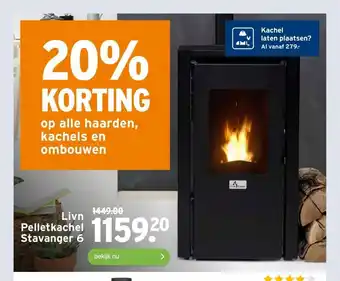 GAMMA Livn Pelletkachel Stavanger 6 aanbieding