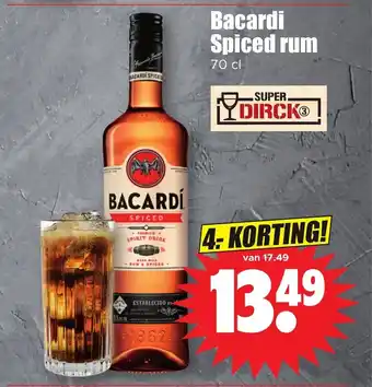 Dirk Bacardi spiced rum 70CL aanbieding