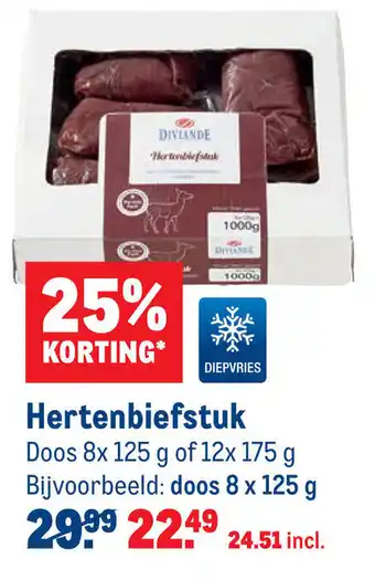 Makro Diviande Hertenbiefstuk 8*125g of 12*175g aanbieding