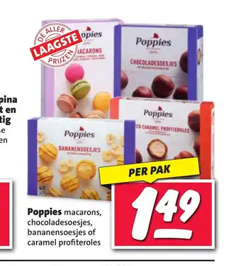 Nettorama Poppies macarons, chocoladesoesjes, bananensoesjes of caramel profiteroles aanbieding