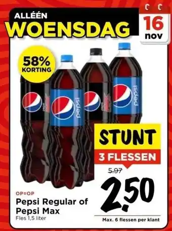 Vomar Voordeelmarkt Pepsi regular of pepsi max aanbieding