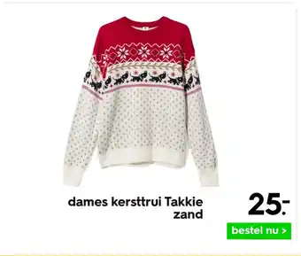 HEMA Dames kersttrui takkie zand aanbieding