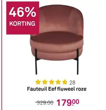 Karwei Fauteuil Eef fluweel roze aanbieding