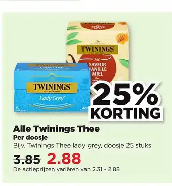 PLUS Alle twinings thee 25% korting aanbieding