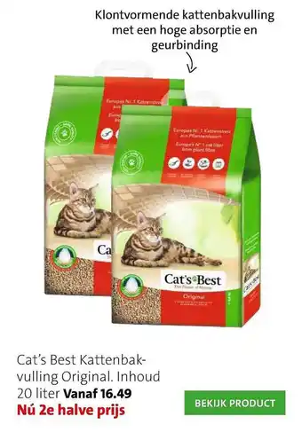 Intratuin Cat's best kattenbakvulling original 20 liter aanbieding