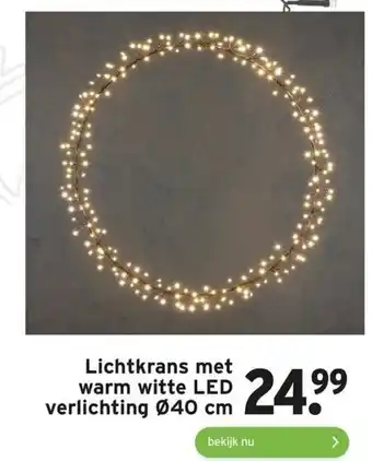 GAMMA Lichtkrans met warm witte LED verlichting 40 cm aanbieding