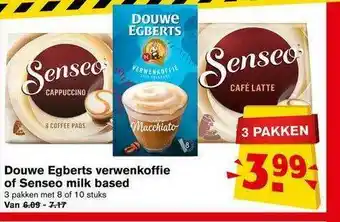 Hoogvliet Douwe egberts verwenkoffie of senseo milk based aanbieding