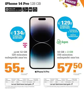 Telecombinatie Iphone 14 pro 128 gb aanbieding