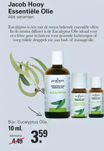 De Online Drogist Jacob Hooy Essentiele Olie Eucalyptus Olie, 10 ml aanbieding