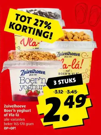 Boni Zuivelhoeve boer'n yoghurt of vla-lá 165-170 gram aanbieding