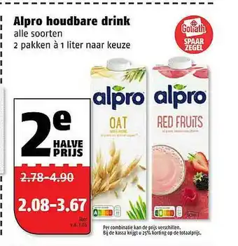 Poiesz Alpro houdbare drink 1 liter aanbieding