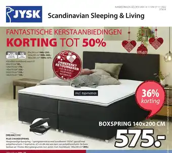 Jysk Dreamzone Plus C40 Boxspring 140x200 cm aanbieding