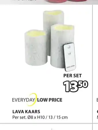 Jysk Lava kaars 8 x H10/13/15 cm aanbieding