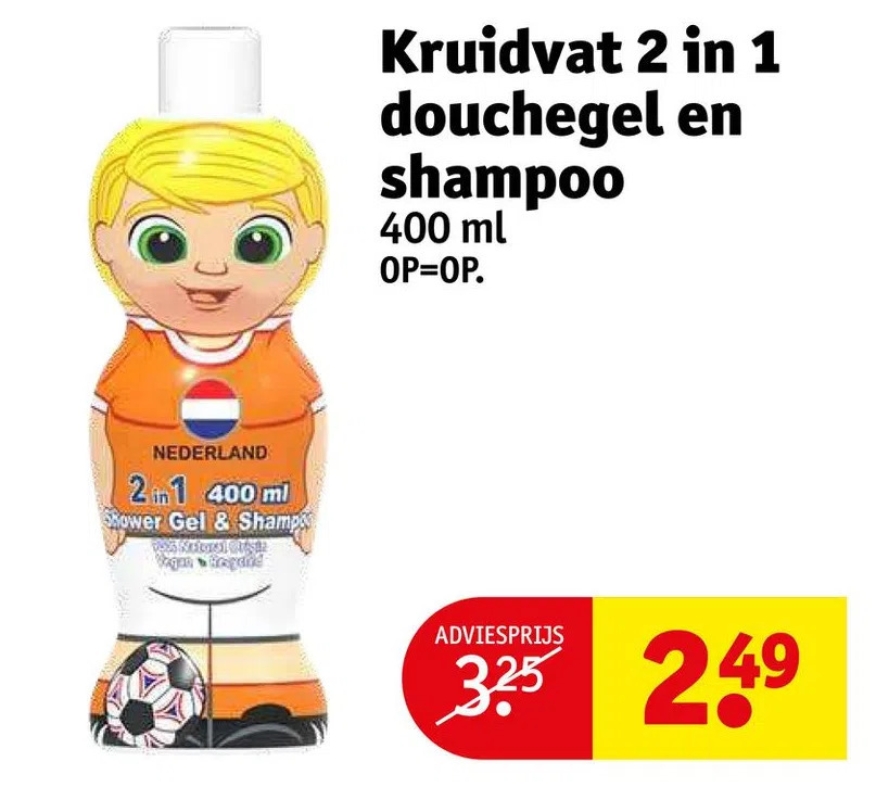 Kruidvat 2 in 1 douchegel en shampoo aanbieding bij Kruidvat