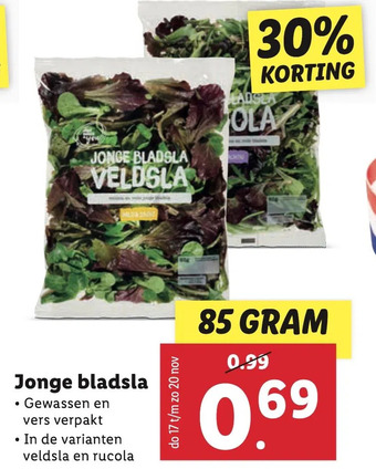 Lidl Jonge bladsla aanbieding