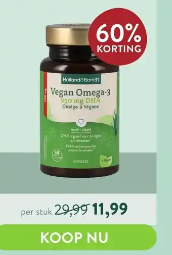 Holland & Barrett Vegan omega-3 250mg DHA aanbieding