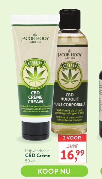 Holland & Barrett Jacob hooy CBD creme 50ml aanbieding