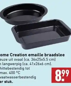 ALDI Home creation emaille braadslee keuze uit ovaal (ca. 36x25x5.5 cm) en langwerpig (ca. 41x26x6 cm). aanbieding