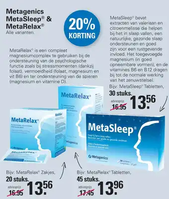 De Online Drogist Metagenics metasleep® & metarelaxⓡ aanbieding