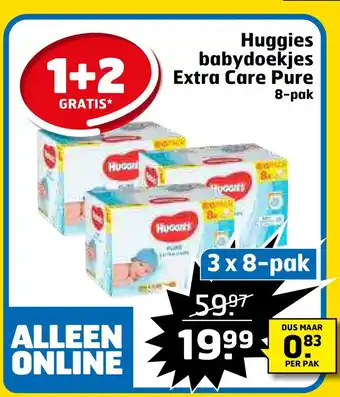 Trekpleister Huggies babydoekjes extra care pure aanbieding