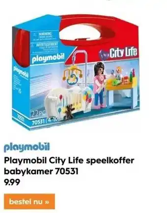 Blokker Playmobil city life speelkoffer babykamer 70531 aanbieding