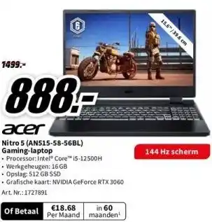 MediaMarkt Acer nitro 5 (an515-58-56bl) gaming-laptop aanbieding