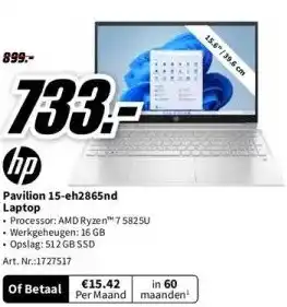 MediaMarkt Hp pavilion 15-eh2865nd laptop aanbieding