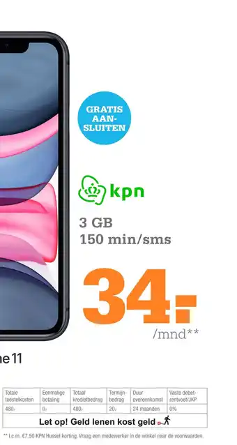 Telecombinatie Iphone 11 64 gb (kpn) aanbieding