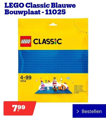 Bol.com Lego classic blauwe bouwplaat - 11025 aanbieding