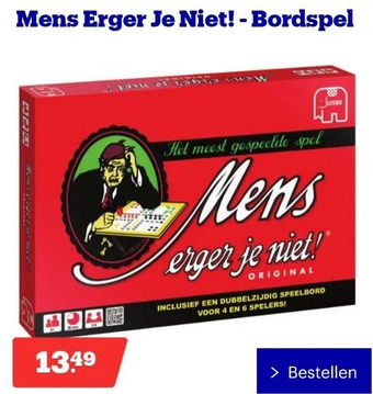 Bol.com Mens erger je niet! - bordspel aanbieding