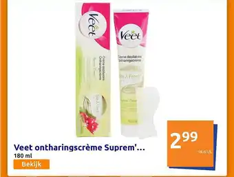 Action Veet ontharingscrème suprem' 180 ml aanbieding