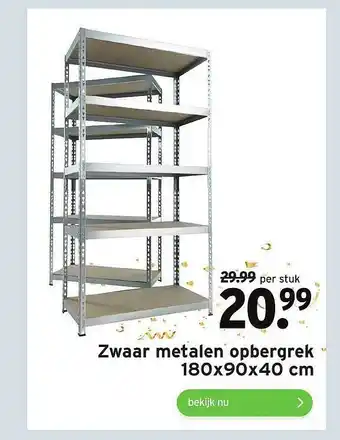 GAMMA Zwaar metalen opbergrek 180x90x40 cm aanbieding