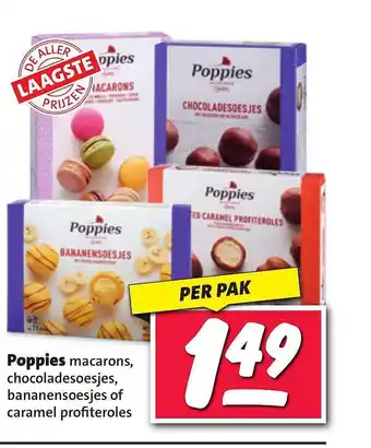 Nettorama Poppies macarons, chocoladesoesjes, bananensoesjes of caramel profiteroles aanbieding