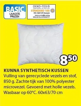Jysk Kunna synthetisch kussen aanbieding