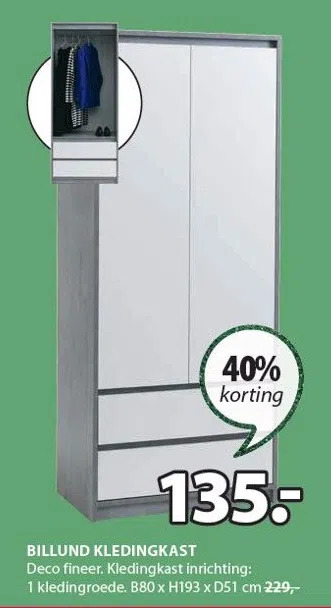 Jysk Billund kledingkast aanbieding