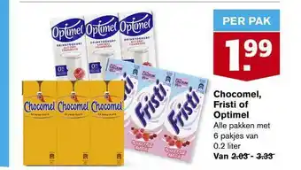 Hoogvliet Chocomel, fristi of optimel aanbieding