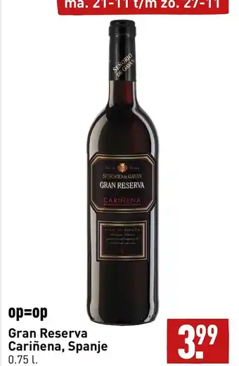 ALDI Gran Reserva Carinena, Spanje 0.75 liter aanbieding