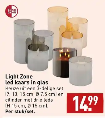 ALDI Light Zone led kaars in glas aanbieding