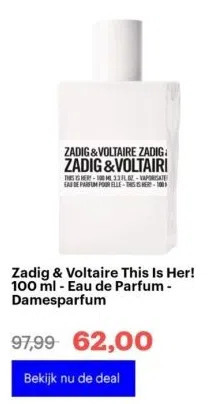 Bol.com Zadig & voltaire this is her! 100 ml - eau de parfum - damesparfum aanbieding