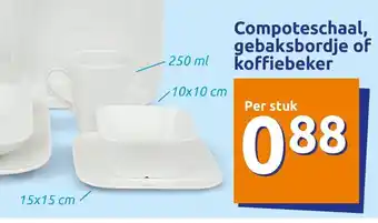 Action New Boneporselein servies Compoteschaal, gebaksbordje of koffebeker aanbieding