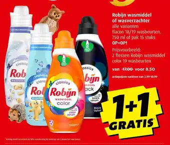 Boni Robijn wasmiddel of wasverzachter aanbieding